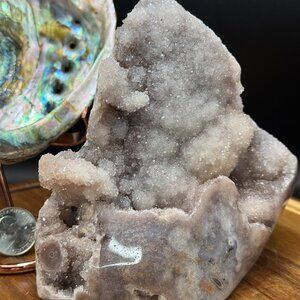 Pink Amethyst Sugar Druzy Free Form Specimen Crystal 1232g Moss Agate Geode